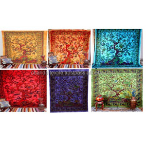 Colcha de Reina étnica india, tapiz de árbol de la vida, colcha decorativa para colgar en la pared, venta al por mayor, decoración impresa para el hogar - Product Image 4