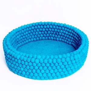 FDH-019 Cozy Dog Bed Handcrafted Solid Pattern Nepalese Women Artisans New Zealand <b>Wool</b> <b>Felted</b> Eco-friendly Pet House - Product Image 2