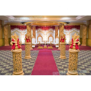 Boda hindú de madera Ganesha Mandap Ganesha madera Mandapam para boda Tamil boda real redondo de madera Mandap - Product Image 1