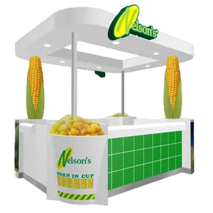 Forme de maïs comptoir d'affichage | Spécial center commercial de kiosque de pop-Corn | En bois de casse-croûte de conception stand