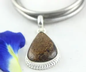 จี้รูปลูกแพร์สีเงินสเตอร์ลิง92.5อัญมณีสีบรอนซ์ธรรมชาติชุบทองสร้อยคอเสน่ห์น่ารักของขวัญเครื่องประดับผู้หญิง - Product Image 2