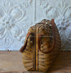 Sac à main panier en rotin et cuir marron Homely - Product Image 2