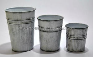 Pot de fleurs en métal galvanisé peint à la main de haute qualité, design vintage IHA, pour intérieur et extérieur, jardin - Product Image 4