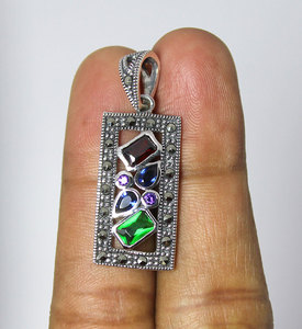 Genuine Natural Multi Gemstone 925 Sterling Silver Gemstone <b>Earring</b>/ring/pendant Jewelry Set Memoria Jewels - Product Image 2