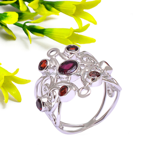 Fashionable Garnet Gemstone 925 <b>Sterling</b> <b>Silver</b> <b>Ring</b> Classical Style for Wedding, Anniversary, Engagement, Gift &Party for Women - Product Image 1