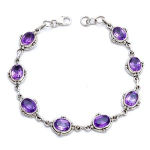 Pulsera de piedras preciosas de amatista de Plata de Ley 925 al por mayor hecha a mano de joyería en línea - Product Image 2
