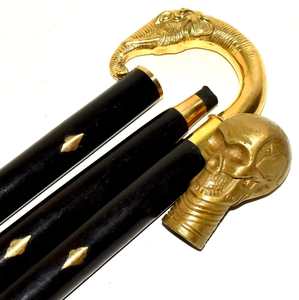 Nautical Victorian Brass 2 Pcs Knob Design Handle Wooden Walking Cane Gift Item Vintage Antique Folding Walking Gift - Product Image 3