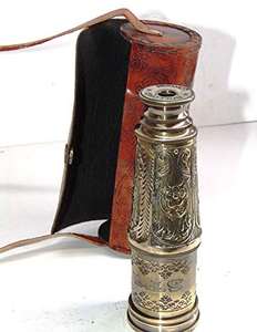 Télescope antique en laiton sculpté de fleurs, style marin, nautique, pirate, télescope nautique en laiton, lunette de visée, article de télescope - Product Image 3