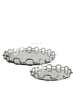 Juego de bandejas de espejo redondo - Product Image 1