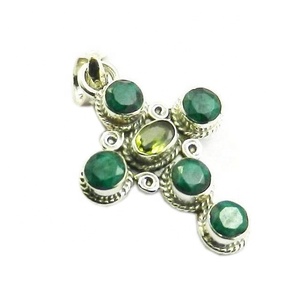 High Quality Natural Peridot Emerald Multi Stone <b>Cross</b> Pendant Fine Jewelry Pendants & <b>Charms</b> Supplier - Product Image 1