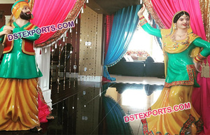 Estatuas de fibra de vidrio con temática tradicional de rayasthani, Punjabi, duhan, estatua de fibra de bienvenida para boda - Product Image 3