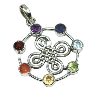 Pendentif en argent Sterling 925 en forme de Chakra, vente en gros de bijoux en argent 925, bijoux en argent 925 avec pierres précieuses - Product Image 2