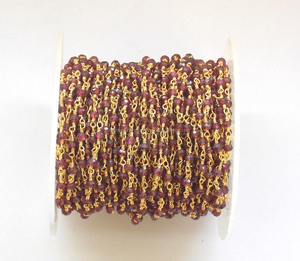 Hecho a mano rojo granate piedra preciosa con cuentas Rosario cadena moda chapado en oro alambre envuelto Rondelle forma joyería hallazgos para manualidades - Product Image 5