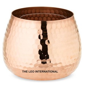 Porte-bougie rond en or rose brillant personnalisé et en acier inoxydable avec texture martelée, article de décoration intérieure pour mariage et fête - Product Image 1