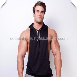 Camiseta sin Mangas Deportiva para Hombre, Talla Grande, de Secado Rápido, 100% Algodón, Tejido de Punto, Estampado, Espalda Deportiva, Bordado, Corte Profundo, para Gimnasio - Product Image 4