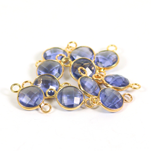 Pendentifs et Breloques Fins en Tanzanite et Quartz Hydro, Plaqué Platine Argent 925, Connecteur à Sertir 10 MM, Double Bélière, Personnalisables - Product Image 5
