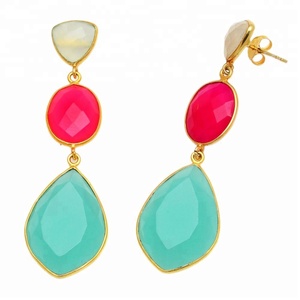 High Quality Handmade Women's Jewelry 925 Sterling <b>Silver</b> <b>Earrings</b> Gold Plating Natural Ruby Turquoise Gemstone Diamond <b>Pearl</b> - Product Image 3