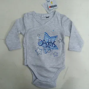 New Latest Design Cotton Girl Boy Baby Wrap-Around Unisex Bodysuit Long Sleeves Branded Labels Bangladeshi Stock lot Garments