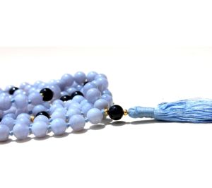 Top vente bleu dentelle Agate 108 Mala perles collier spirituel à la main artiste indien colliers de perles - Product Image 2