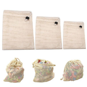 Sacs en filet de cuisine réutilisables, filets pour fruits et légumes, sacs d'épicerie, en coton - Product Image 4