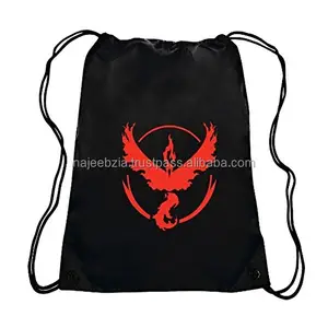 Customized logo polyester gym backpack drawstring bag for sports travel