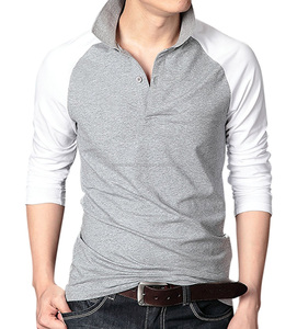 Camisas informales de alta calidad para hombre, cuello redondo, manga larga raglán de dos botones para camisetas Polo/camisa deportiva, patrón sólido 200-240 - Product Image 5