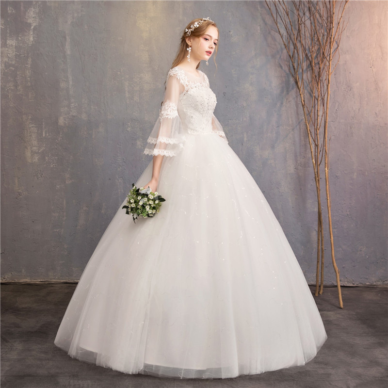 beaded bohemian wedding dress Boho Wedding Dress with Flutter Sleeves and Champagne Gold Underlay main image 1
