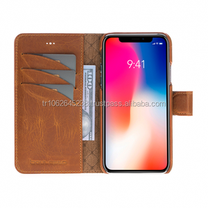 เคสโทรศัพท์หนังแท้สำหรับอุปกรณ์ไอโฟนซัมซุงเคสกระเป๋าเงินแบบฝาพับแม่เหล็กพร้อมที่ใส่บัตร RFID โลโก้ตามสั่ง - Product Image 2