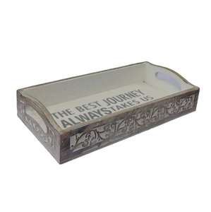 Plateau de service en bois de luxe avec sculpture à la main à l'extérieur et sérigraphie avec travail en émail à l'intérieur - Product Image 3