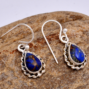Vintage Design Gemstone 925 Sterling Silver Lapis Gemstone Boucles d'oreilles Bijoux Romantique Argent Plaqué Boucle d'oreille à la mode pour les femmes - Product Image 2