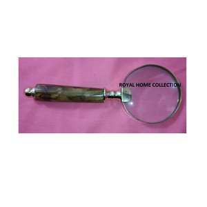 Lupa de lectura Vintage con mango de madera metálico de primera calidad, lupa de vidrio óptico de mano, lupa de bronce 10X - Product Image 3