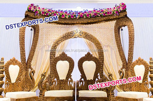 Boda escenario con cristal de oro Pilares de Pilar boda escenario real de cristal de dosel etapa - Product Image 4