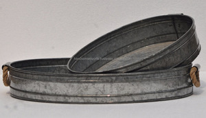 Plateau galvanisé avec poignée et corde, nouveaux modèles Vintage, de haute qualité, pour la maison, le Restaurant, le Bar, les fêtes, transparent - Product Image 2