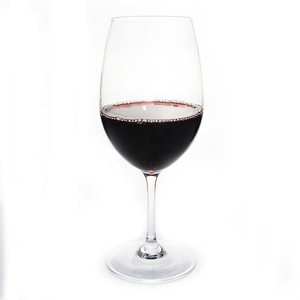 Verre à vin en acrylique avec tige rouge, sans BPA, couleur or, avec tige rouge - Product Image 5