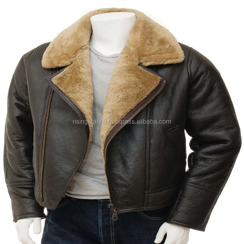 Fashion Design Brown Sheepskin Gent leather jackets