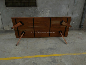 Mesa de comedor de acacia de madera maciza de diseño moderno para oficina en casa - Product Image 2