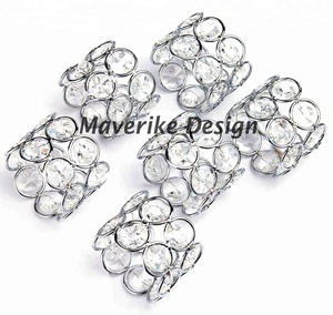 Rond de serviette en cristal doré perlé brillant porte-serviettes de table pour la maison et la décoration d'événements spéciaux de mariage - Product Image 5