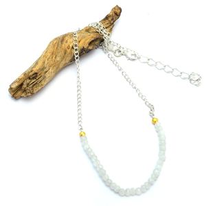 Collar de cadena con cuentas de piedra lunar arcoíris para regalo de boda o compromiso - Product Image 1