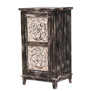 Table d'appoint en bois de récupération à deux tons Table de chevet en bois massif sculptée à la main de style antique pour la chambre à coucher Mobilier de maison polyvalent - Product Image 4