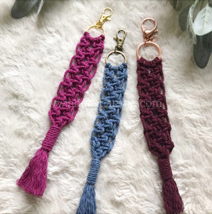 Porte-clés en macramé antique Porte-clés écologique avec logo personnalisé Porte-clés style macramé bohème du grossiste indien - Product Image 4