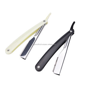 Rasoir à bord droit pour hommes, 1 pièce, rasoir repliable, couteau de rasage, crème, en acier inoxydable - Product Image 1