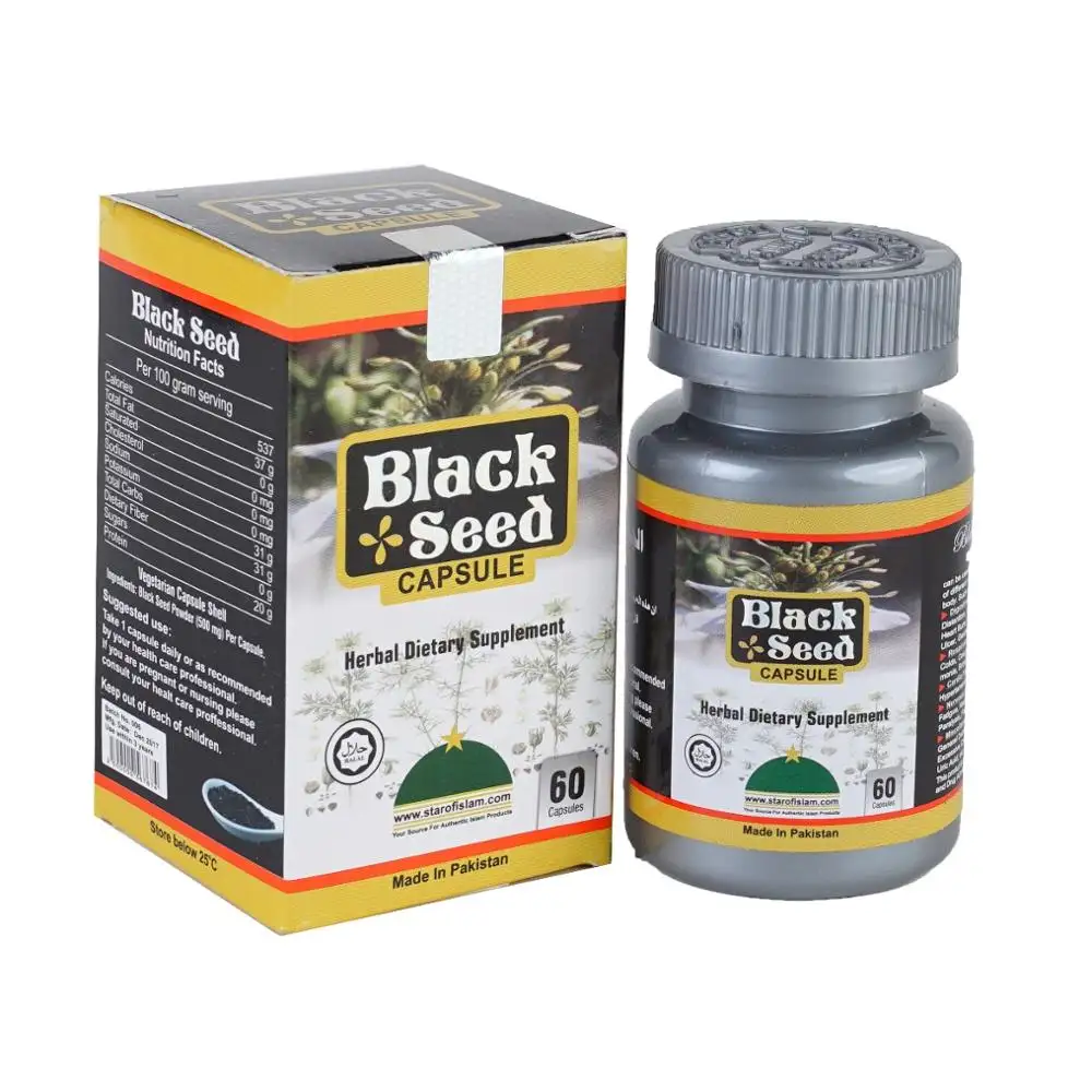 Cápsulas de semente pretas 60 cápsulas personalizadas, embalagem de comprimidos oem