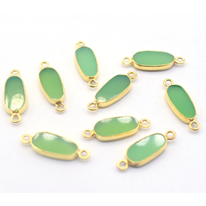 Forma ovalada crisoprasa Calcedonia 925 bisel de plata esterlina 18K conector chapado en oro accesorio de fabricación de joyas hechas a mano - Product Image 2