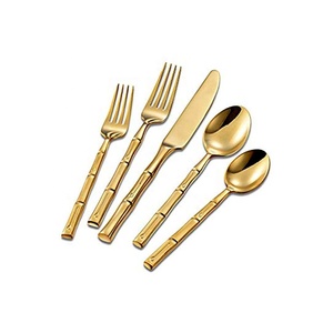 การออกแบบไม้ไผ่ชุดช้อนส้อมชุบทอง - Product Image 3
