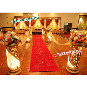 Escenario de boda indio de fibra de cristal, decoración de escenario de fibra dorada - Product Image 1