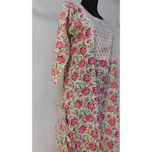 Hecho a mano indio mano bloque tela floral impreso vestido de las mujeres top túnica kurtis de moda de vestir noche fiesta blusas - Product Image 2