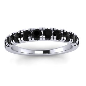 แหวนเพชรดำ 0.50 กะรัต แบบครึ่งวง สำหรับผู้หญิง ทองคำขาว 14k วงครึ่งวง แหวนแต่งงานสำหรับสาวๆ - Product Image 2