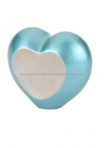 Urne de crémation en forme de cœur gris en étain par brasworld, fournitures commémoratives indiennes - Product Image 6