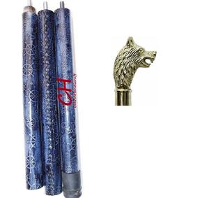 Bastón de caminar de madera hecho a mano antiguo, palo en relieve de cuero amarillo a la moda, mango de latón náutico, senderismo ajustable al aire libre - Product Image 1