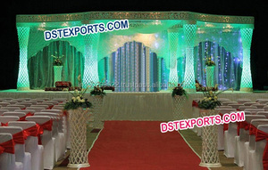 ชุด Aishwaria Mandap เสาหินแกะสลัก,ชุด Mandap ทำจากไฟเบอร์สีทองสำหรับงานแต่งงาน - Product Image 6